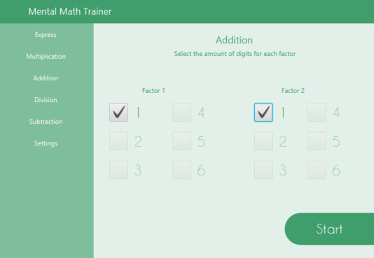 Mental Math Trainer - feature